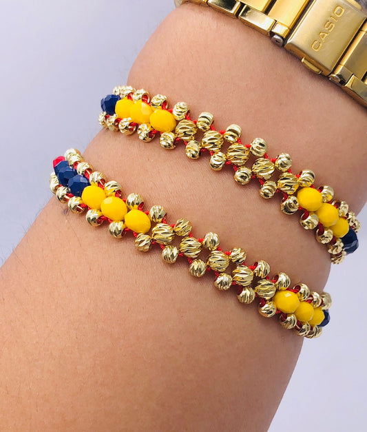 PULSERA TRICOLOR ORO LAMINADO 18K